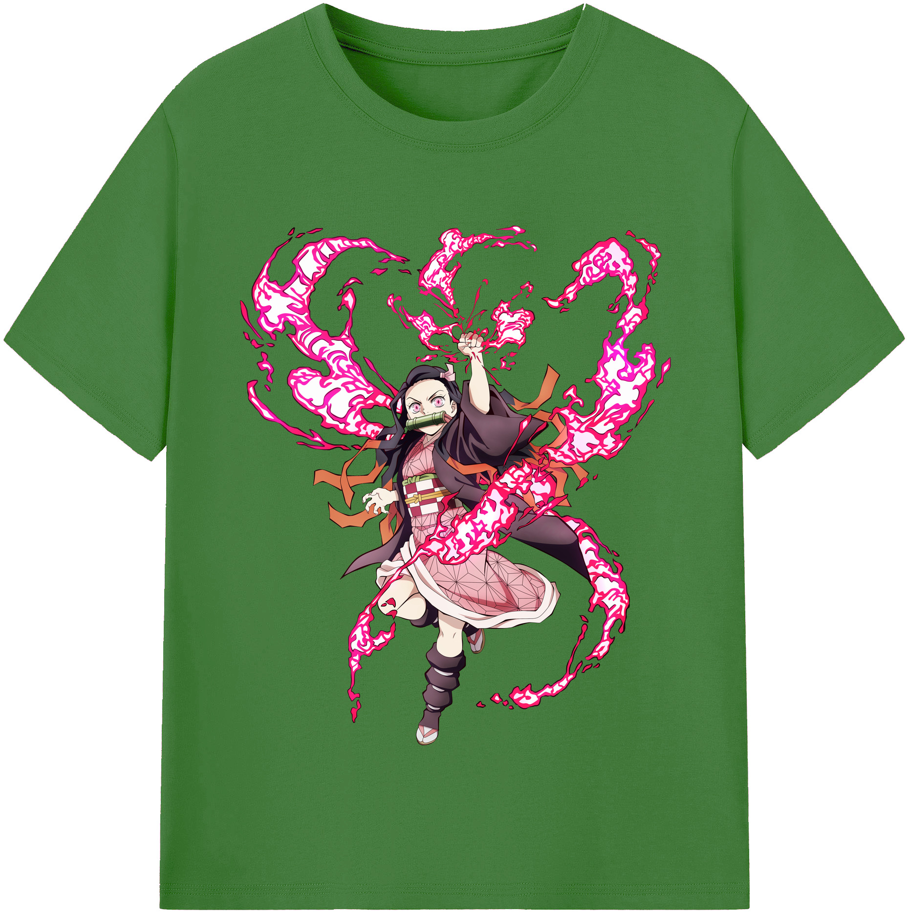 （画像用） 鬼滅の刃（きめつのやいば）竈門 禰󠄀豆子／かまど ねずこ Kamado Nezuko レディースカジュアルプリントTシャツ（綿100％）